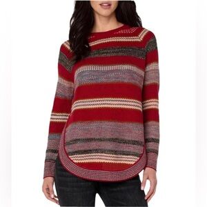 NWOT Liverpool Los Angeles Women’s Stripe Raglan Sleeve Sweater Cozy Med…
